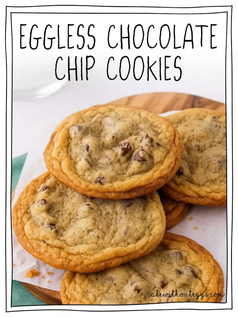 Eggless Chocolate Chunk Cookies with golden edges and gooey centers