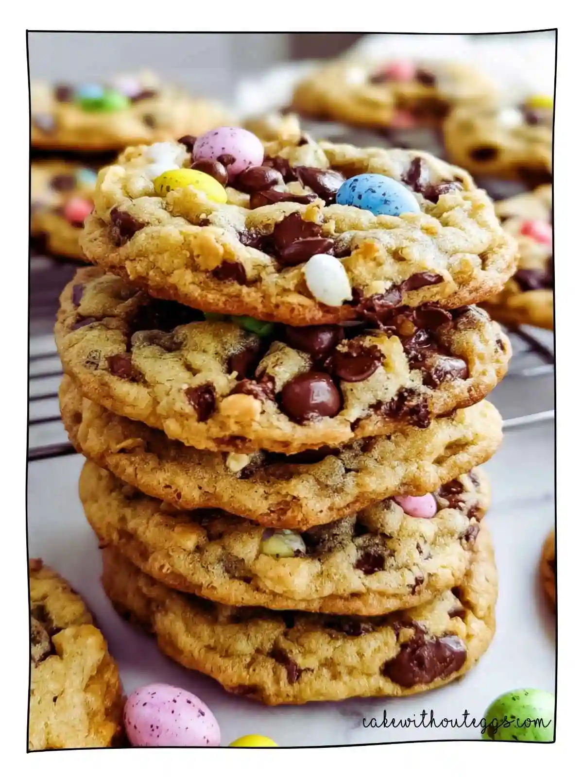 Eggless Cadbury Mini Egg Cookies with Chocolate Chips