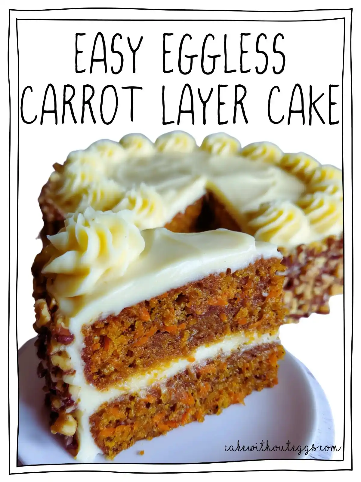 Eggless Carrot Cake Slice with Cream Cheese Frosting