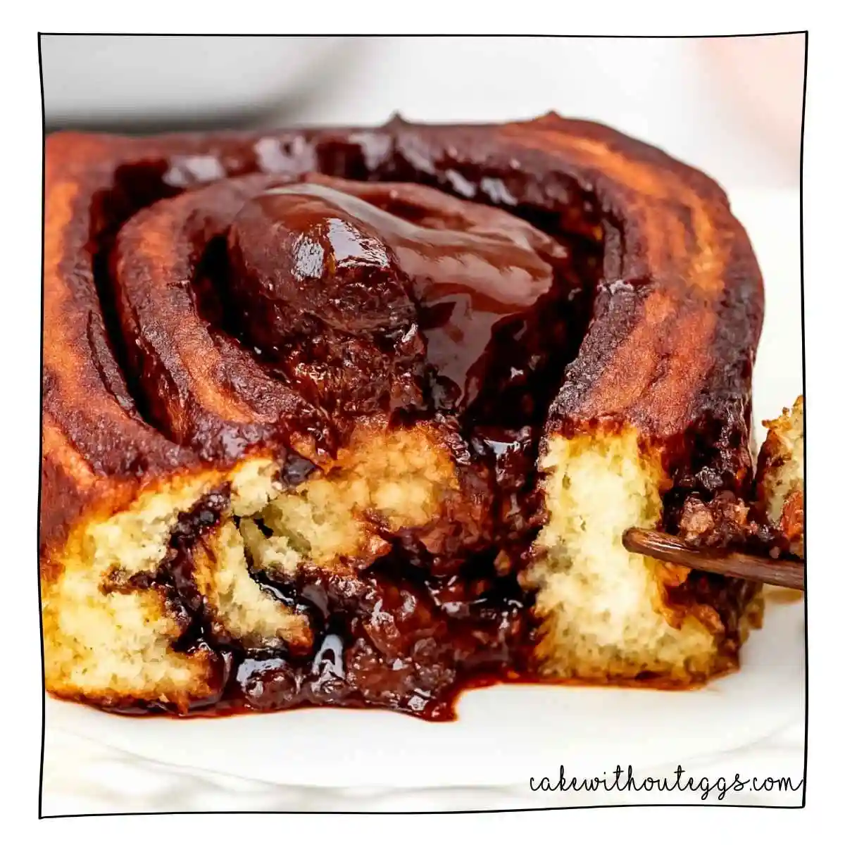 Eggless Chocolate Cinnamon Roll with Gooey Chocolate Center