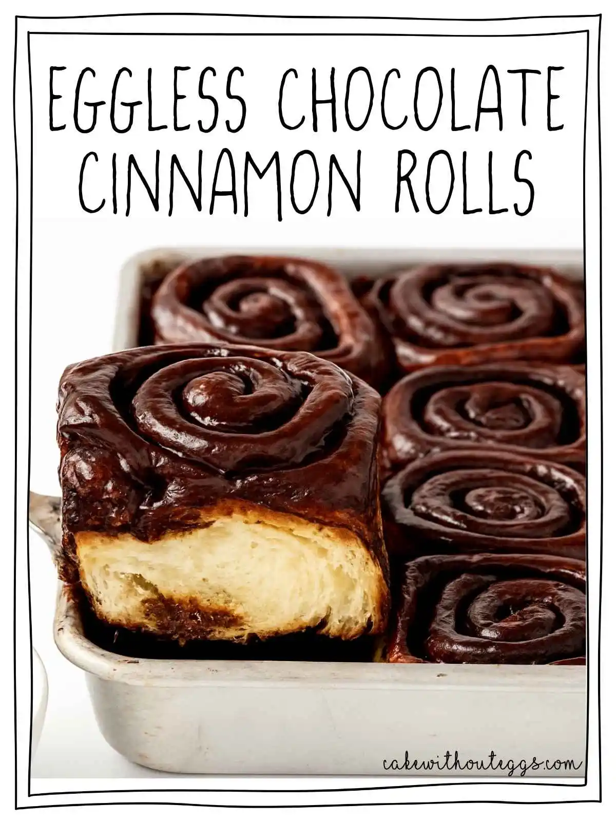 Eggless Chocolate Cinnamon Roll with Rich Chocolate Glaze – Close-Up View