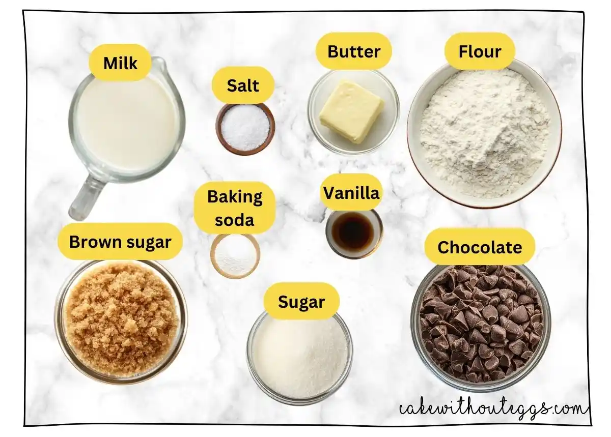 Ingredients for Eggless Chocolate Chunk Cookies – Easy Pantry Staples