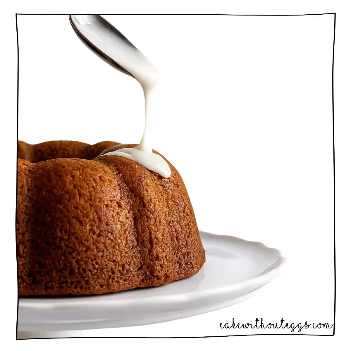 Eggless Hummingbird Bundt Cake Glazing in Progress