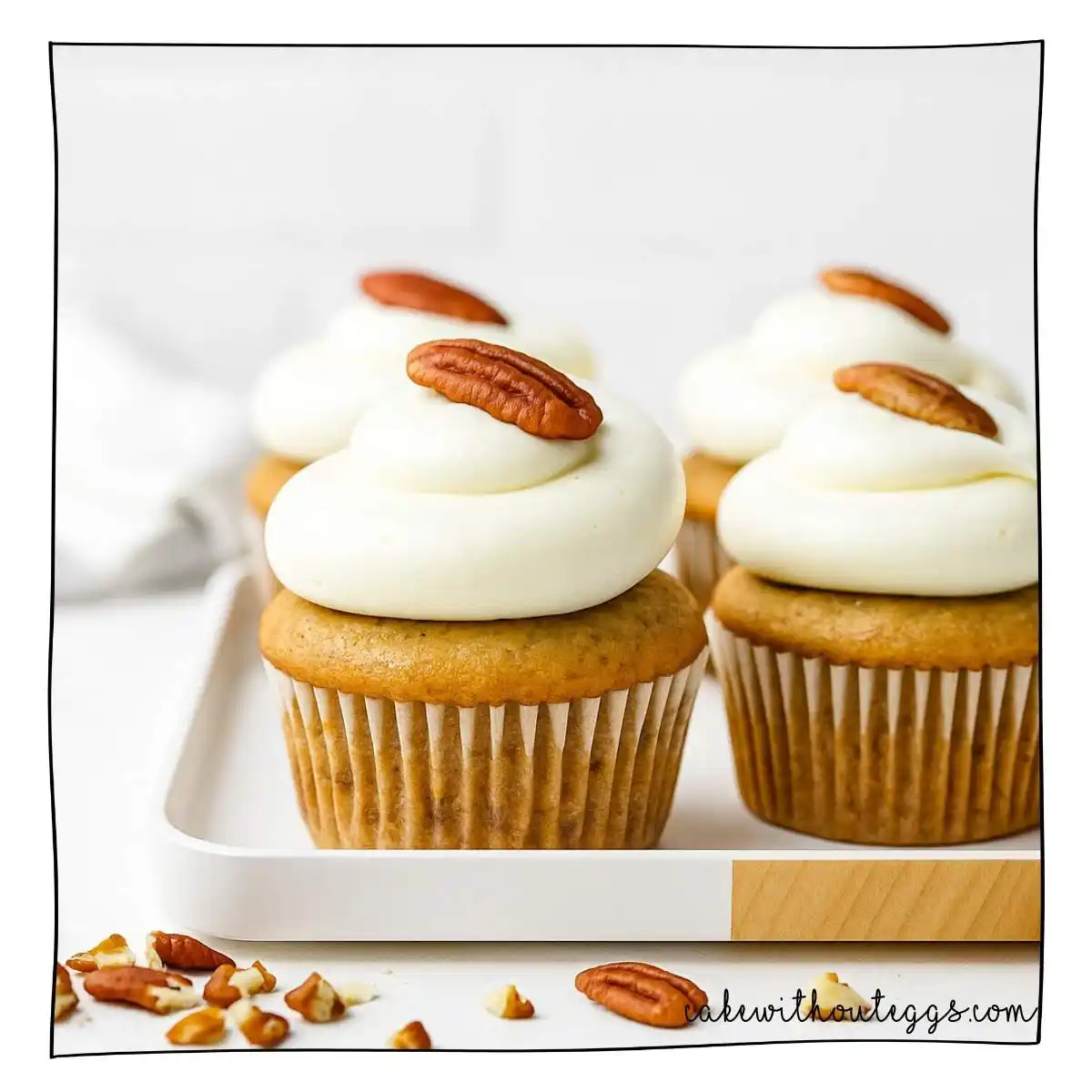 Eggless Hummingbird Cupcakes with Cream Cheese Frosting